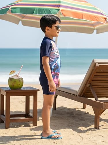 Image of KiddoPanti Boys & Girls Half Sleeve Mid Thigh Length Swim Suit