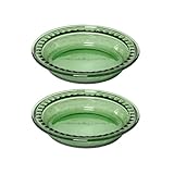 Anchor Hocking Fern Green Laurel Embossed Pie Dishes (2-Piece, 9.5-inch, oven/dishwasher safe)