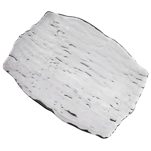 POPETPOP Bandeja de Vidrio Diseño de Corteza de Árbol Plato para Postres y Aperitivos Bandeja para Fruta Color Gris Ahumado 1 Unidad Adecuado para Uso Hogar y Reuniones