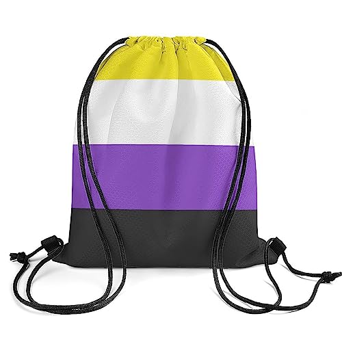 Beach Backpack Compatible with Non Binary Pride Flag for Women Waterproof Yoga String Backpack Adjustable Fashion Gym Bag Drawstring Backpack for Cycling Hiking Training2
