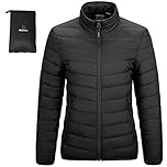 Outdoor Ventures Womens Winter Lightweight Jacket Warm Short Packable Puffer Jacket Transitional Padded Jacket Quilted Jacket for Ladies Lined for Hiking Travel, Black XS