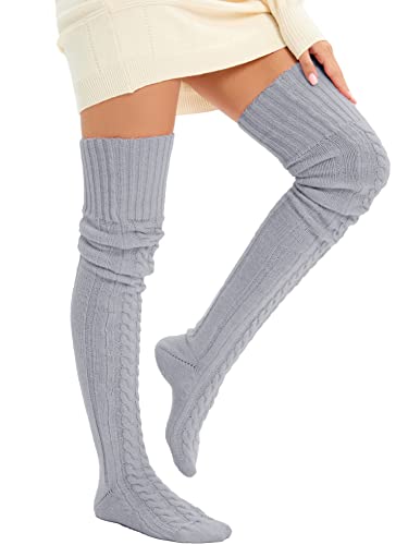 Image of Women's Thigh High Knitted Winter Boot Socks Vintage Extra Long Leg Warmer Over Knee High Stockings