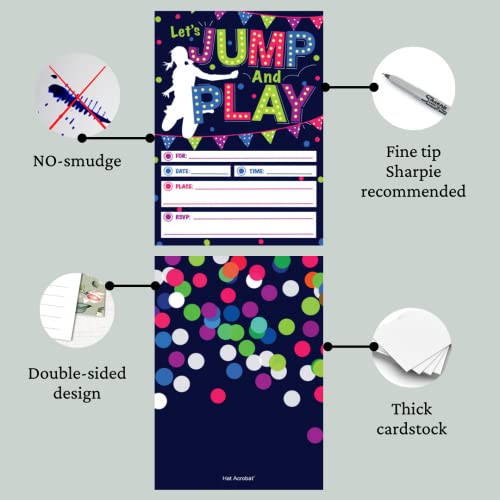 Hat Acrobat 30 Jump Birthday Party Invitations With Envelopes And Stickers - Birthday Invitations For Boys - Kids Birthday Invitations (Navy) #TOP3