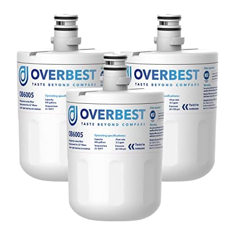 Overbest 5231JA2002A Refrigerator Water Filter, Replacement for LG® LT500P®, GEN11042FR-08, Kenmore® 9890, 46-9890, HDX FML-1, ADQ72910911, ADQ72910901, LFX25974ST, LFX25973ST, LSC27925ST, 3 Pack Cover