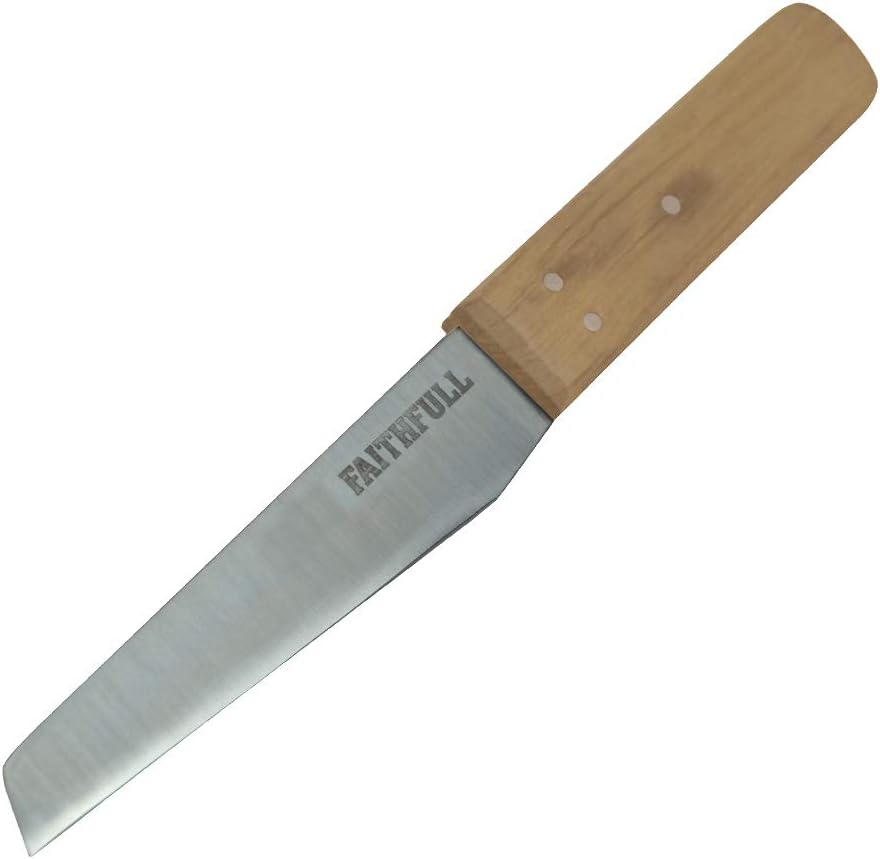 Faithfull FAIKSHOEB Shoe / Leather Knife Beech Handle Stainless Steel Blade Length 112mm (4.3/8in)