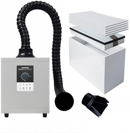 KNOKOO FES150 Solder Fume Extractor HEPA Filter, 150W Strong Suction 258m³/h Air Flow 3 Stage Filter Smoke Purifier for Nail Salon, Soldering, Printing and F1, F1 Lite, M1 Laser Engraver Machine