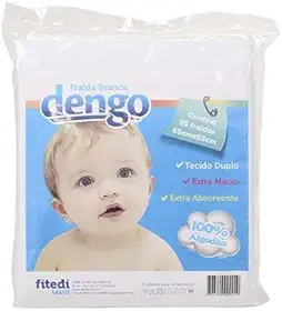 Fralda de Pano Dengo 65cm x 65cm - 5 unidades Branca