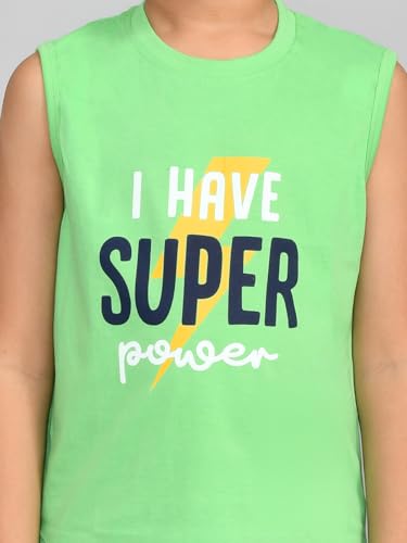 Image of Lux Cozi Printed Round Neck Sleeveless Cotton T-Shirt for Boys | Prints May Vary |