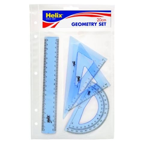Helix 20cm Geometry Set with Ruler and Protractor Cover