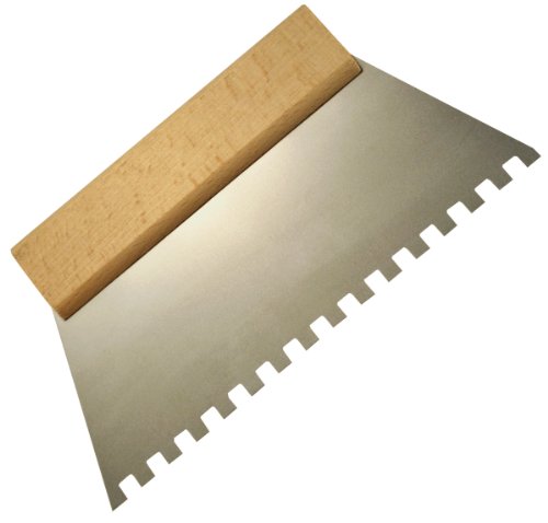 Acero adhesivo esparcidor 250 mm 8 x 8 mm con muescas. Mango de madera (0937)