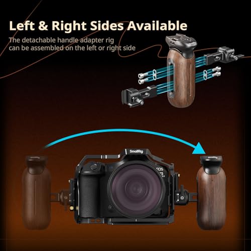 Image of SmallRig Wooden Side Handle for Camera Cages with NATO Clamp, Left or Right Side Ergonomic Handgrip, 27mm / 1.06in Up /Down Vertical Adjustment, 15kg / 33.1lb Load Capacity