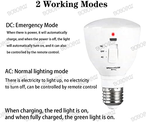 USB Rechargeable Battery Light Bulb with Remote Control, 7W LED Multifunctional Emergency Lighting 4 Brightness Adjustable Retractable Flashlight E27 Hangable Outdoor Camping Lamp 6000K,1 Pack
