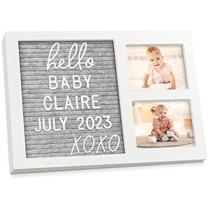 Nursery Picture Frame with Felt Letter Board – Baby Keepsake Frame for Ultrasound Photo & Birth Announcement, Boys & Girls Gender Reveal Gifts, Cute Baby Shower Gifts for New Mom(Alpine White)
