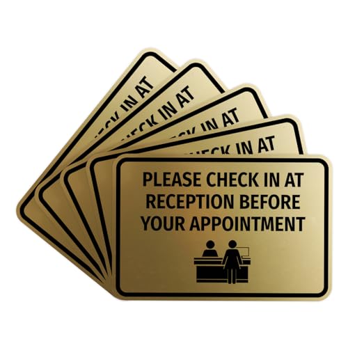 Classic Framed Please Check In At Reception Before Your Appointment Sign (Brushed Gold) - Large (5 Pack)