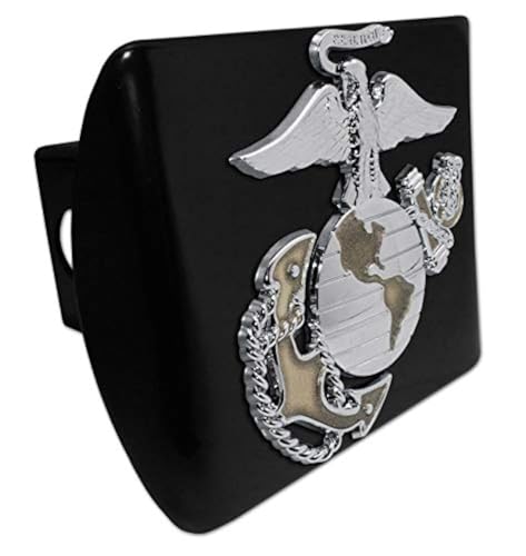 Elektroplate Officially Licensed U.S. Marine Corps Anchor Insignia Premium All Metal Black Hitch Cover for Trucks and SUVs | Fits Standard 2