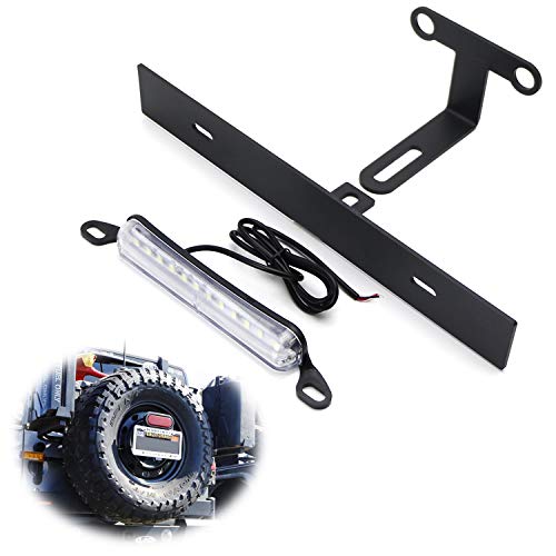 iJDMTOY Rear Spare Tire Mount License Plate Relocator Bracket w/ 12-SMD LED License Plate Light Comp - //coolthings.us