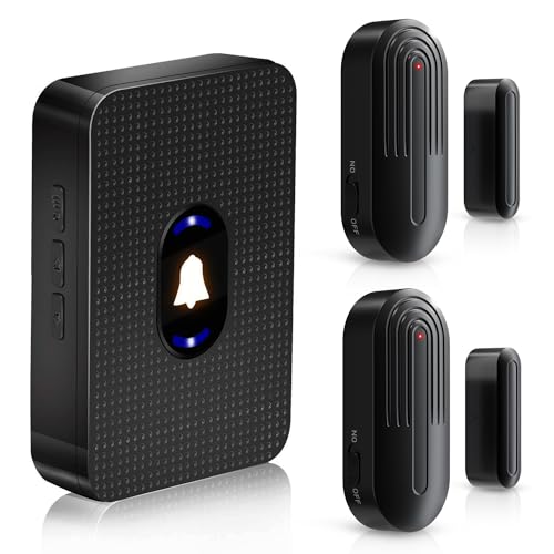 DAYTECH Wireless Door Alarm Sensor, Door Open Alarm Chime, Entry Alert For Home Store Office Security, 300ft/100m Operating Range, 55 Ringtones 5 Volume, 1 Receiver & 2 Sensors