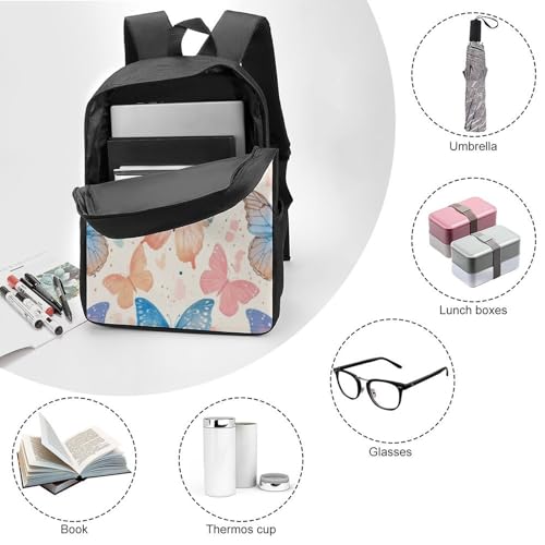 Sac à dos enfants papillon 17 pouces pour élèves et voyage scolaire
