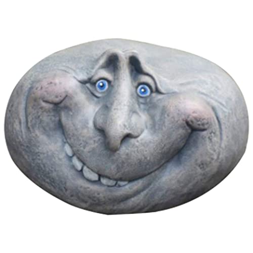 OnIUeZky Funny Face Rock Art Sculpture Decoration Yard Art Face Resin Sculpture Mystical Garden Stones for Indoors Outdoors Patio ...