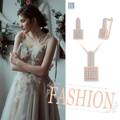 Juego de joyas plata esterlina anti alergias con pendientes y collar brillante 5