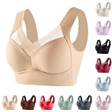 Jelly Bras for Women Push Up Full Coverage Seniors Everyday Lifting Posture Correcting Bralettes Wireless Breathable Comfort Zen Chic Bra Older Women Ladies Seamless Anti Sagging Underwear Beige 7XL