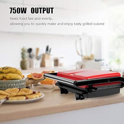 Gotoll Kontaktgrill, Sandwichtoaster,Panini Grill, Panini Sandwich Maker, Elektrogrill Multifunktion, kleine Tischgrill, Antihaftbeschichtung, Leuchtanzeige, 750 W, MEHRWEG – Bild 8