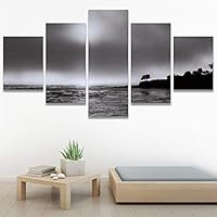 SIGNWIN 5 Panel Canvas Wall Art Dramatic Forest Landscape Living Room Orange Photography Rustic for Home Decorations Ready to Hang - 60