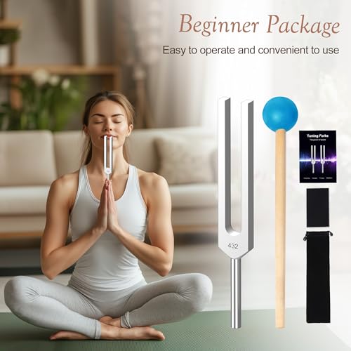 DiDiBirDi Tuning Fork, Aluminum Alloy, Includes Silicone Hammer and Storage Bag for Yoga,Meditation,Relaxation - Image 4
