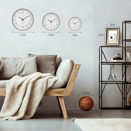 Image of Wall Clock Non-Ticking Silent Modern Simple Style Round Decor Clock Stereoscopic Dial Quartz Wall Clocks for Home /Office /School /Living Room /Bedroom /Kitchen (Turquoise, 12inch)