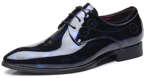 WUIWUIYU Men's Big Size Lace-Up Wedding Party Prom Semi-Formal Dress Wingtips Synthetic Leather Oxfords Shoes3