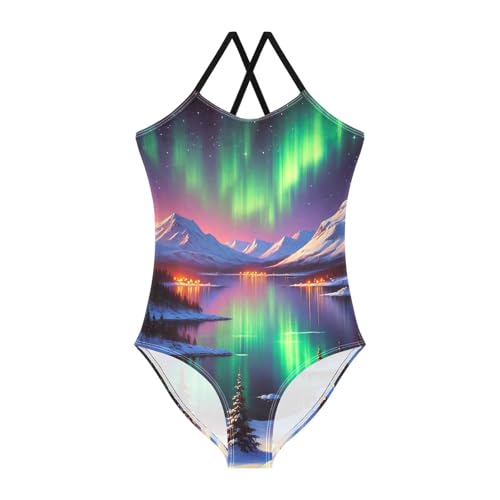 Snow Mountain Lake Purple Bathing Suits for Girls Swimsuit Swimwear Swimsuits Summer Beach One Piece