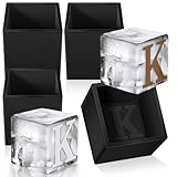 Teenyyou 4 Pcs 2" Monogrammed Ice Cube Molds Whiskey Gift for Men Personalized Custom Letter Silicone Ice Molds for Whiskey Lovers, for Birthday and Christmas(Letter K)