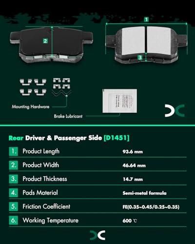 Image of D958 D1451 SCITOO Front Ceramic Rear Semi-Metal Brake Pads Kits 8pcs Fit For Honda For Accord 2011-2017