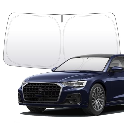 Thickened 2-Layer Front Windshield Sun Shade Compatible for AUDI A8 A8L S8 RS8 2013-PRESENT, Foldable Custom Fit Sunshade Blocks 99% Heat, Keeps Car Interior Cool (For AUDI A8 A8L S8 RS8 2013-PRESENT)