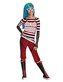 monster high ghoulia yelps scooter vehicle Bluse Hose Brille Gürtel Generique - Kostüm Ghoulia Yelps Monster High für Mädchen - schlaaaauurrrig! 122/134 (7-9 Jahre)