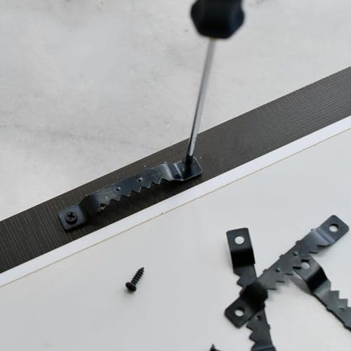 Image of Thickened Sawtooth Picture Hangers, Supports 25kg, 25pcs Sawtooth Hangers Heavy Duty and 50pcs Screws, Picture Hangers for Hanging Photos Artwork Canvas Clock