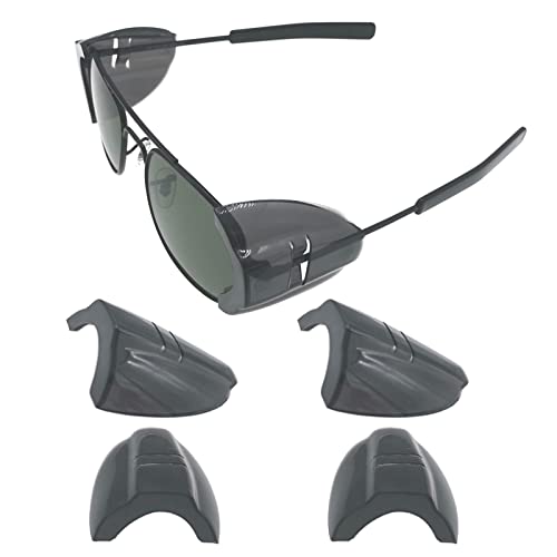KMDJG 2 Pairs Safety Glasses Side Shields,Slip on Side Shields, Fits Medium to Large Eyeglasses Frames๏ผ2 Pairs Transparent Black๏ผ