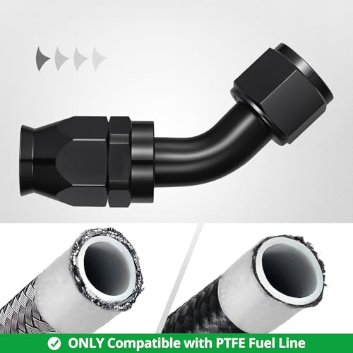 Image of EVIL ENERGY 12AN PTFE Hose End Fitting 45 Degree Black for PTFE Hose Only 4PCS