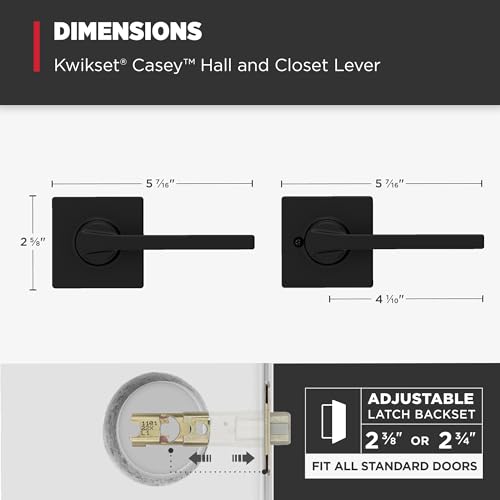 Kwikset 200CSLSQT-514 Casey Interior Passage Door Handle, Lever For Closet And Hallway Doors, Reversible Non-Locking Handle Lever, Matte Black thumb #8