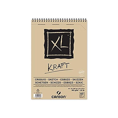 XL® Spiralblock, 60 Blatt, Kraftpapier, A4, 90 g/m², glatt, liniert, 5 Stück
