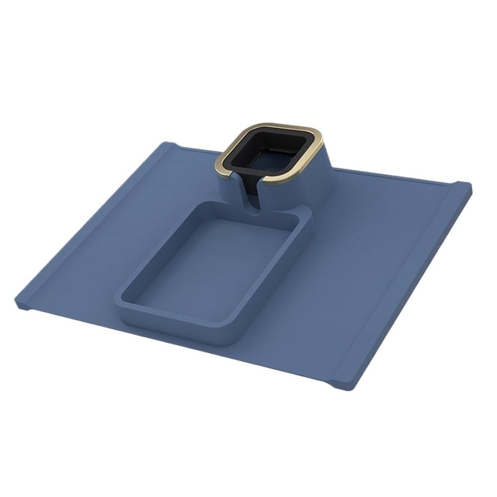 Plateau de accoudoir canapé bleu avec rangement silicone