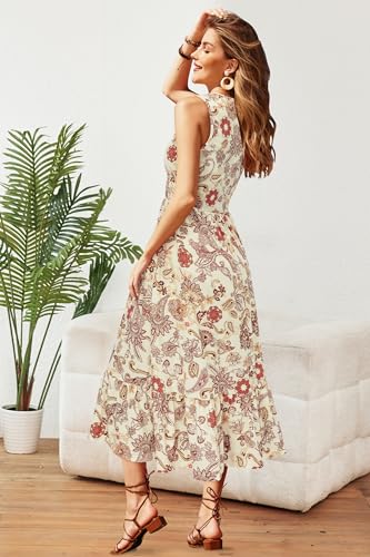 Image of STYLEWORD Womens Summer Casual Short Sleeve Flowy Midi Beach Dress