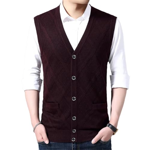 Mens Wool Fashion Sleeveless Sweater Cardigan V Neck Slim Fit Jumpers Knitwear Casual Warm Vest