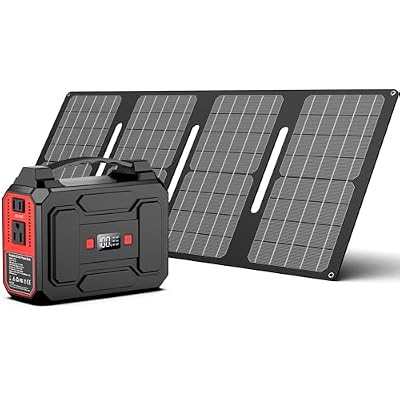 Solar Powered Generator 200W Peak/100W Rated, Portable Solar Generator Power Station with Solar Panels 40W Included, 146Wh Solar Power Bank with AC Outlet 110V for Home Use Camping Outdoor Adventure