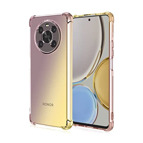 WILLIS Funda para Honor Magic4 Lite, Carcasa Protectora de Color Degradado Transparente, 6.81' Case para Teléfono Anticaída y Antiarañazos Oro Negro