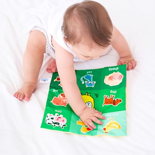 Image of SNOWIE SOFT 3Pcs Tummy Time Toys for Babies, English Learning Baby Toys for 6 to 12 Months with Ocean, Jungle Animals, Farm Animals, Fruits, Vegetables, Toys, for Visual Sensory Development, Washable