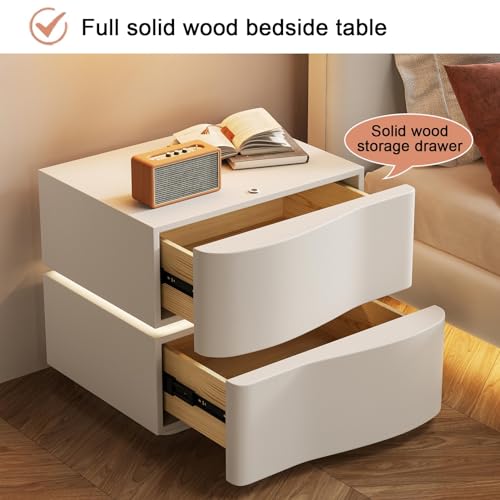 Table de chevet de rangement en bois compacte avec tiroirs et lumières LED - 5