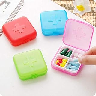 4 Pack Small Pill Organizer Travel Pill Case Box, Individual Compartments Holds Vitamin