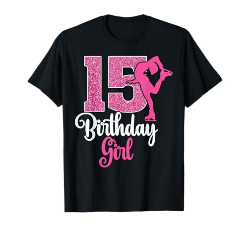 15th Birthday Ice Skating Figure Skater Winter Theme Party T-Shirt