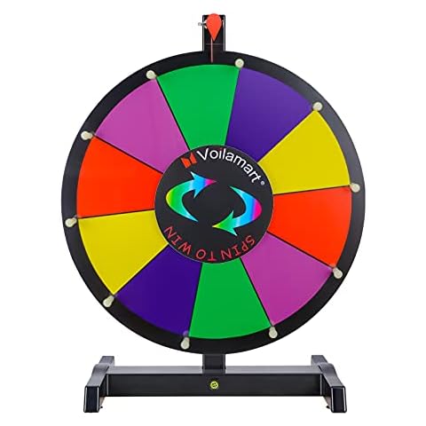 Voilamart 15 Inch Tabletop Spinning Prize Wheel, Spin The Wheel Dry Erase, 10 Slots with Durable Plastic Base, 2 Pointer, Wheel of Fortune Spin Game in Party Pub Trade Show Carnival Cover